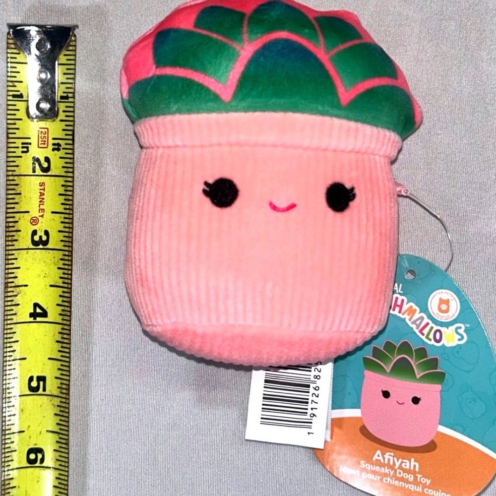 Squishmallows Afiyah Squeaky Dog Toy Plush Succulent Pink NWT 4in Single - Picture 3 of 4
